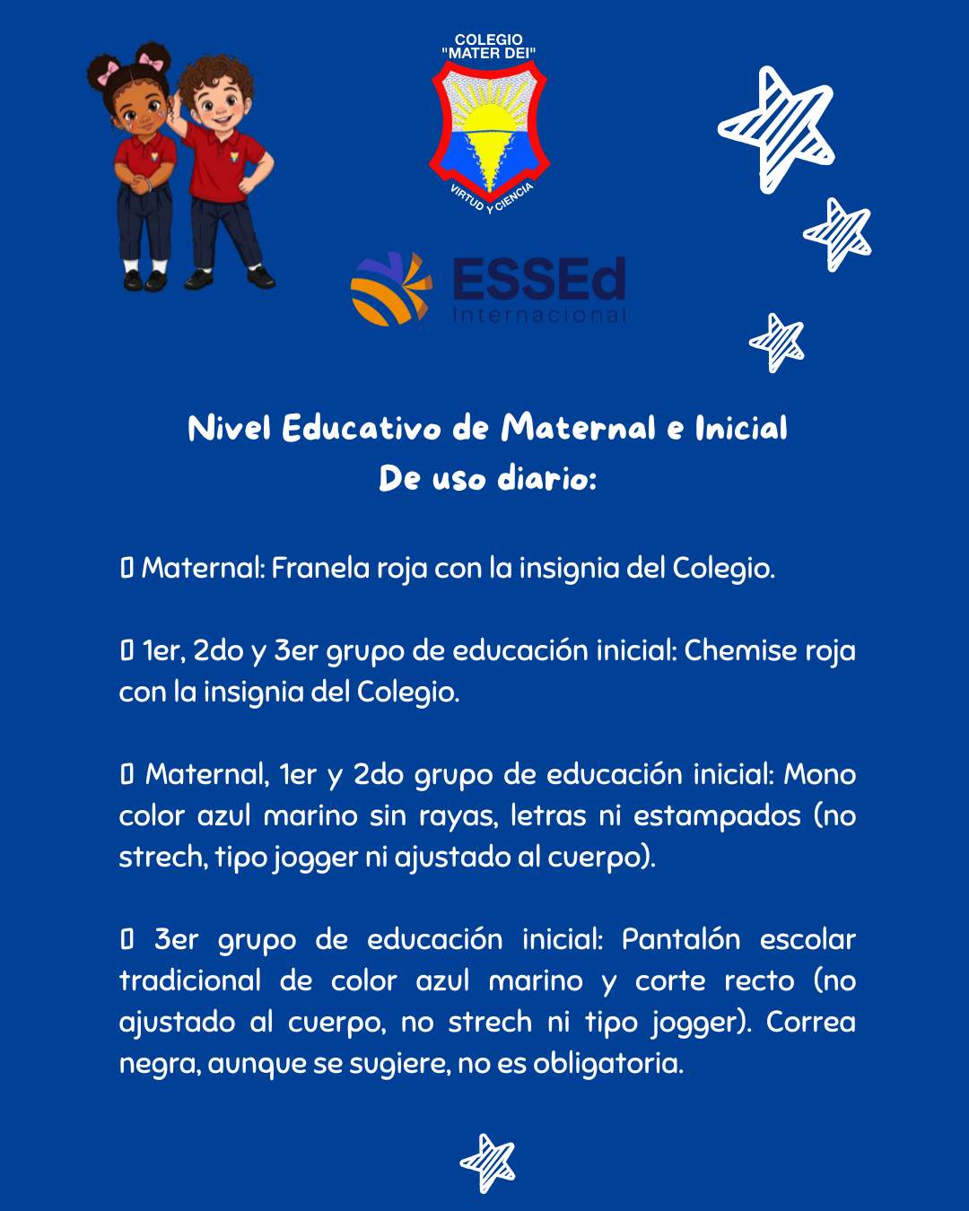 UNIFORME ESCOLAR reglamentario de Maternal y Educación Inicial