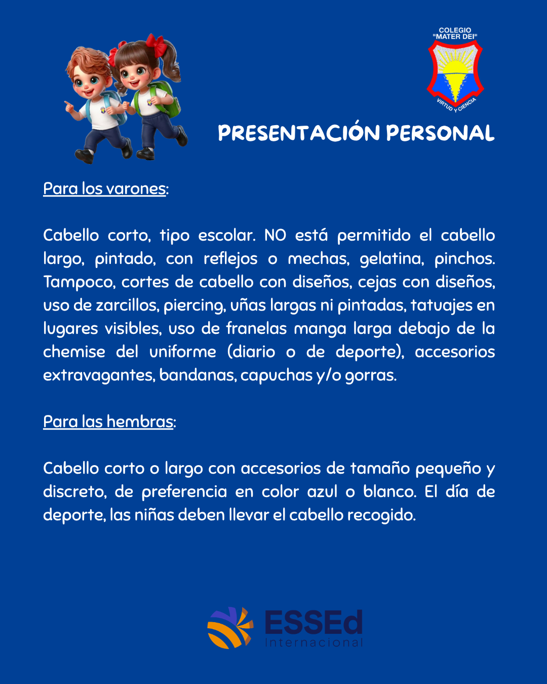UNIFORME ESCOLAR reglamentario de Educación Primaria (1ro a 6to grado)