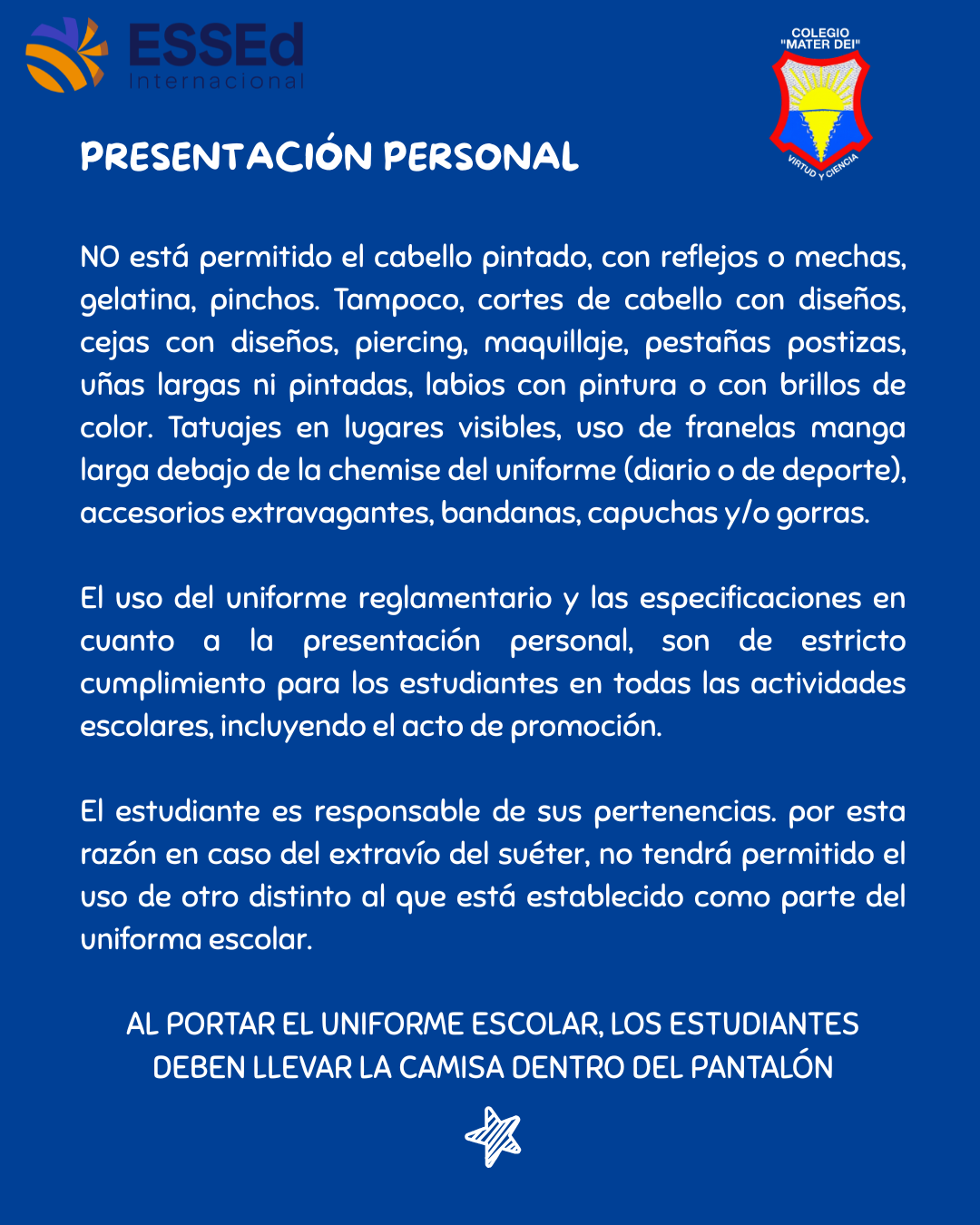 UNIFORME ESCOLAR reglamentario de Educación Primaria (1ro a 6to grado)