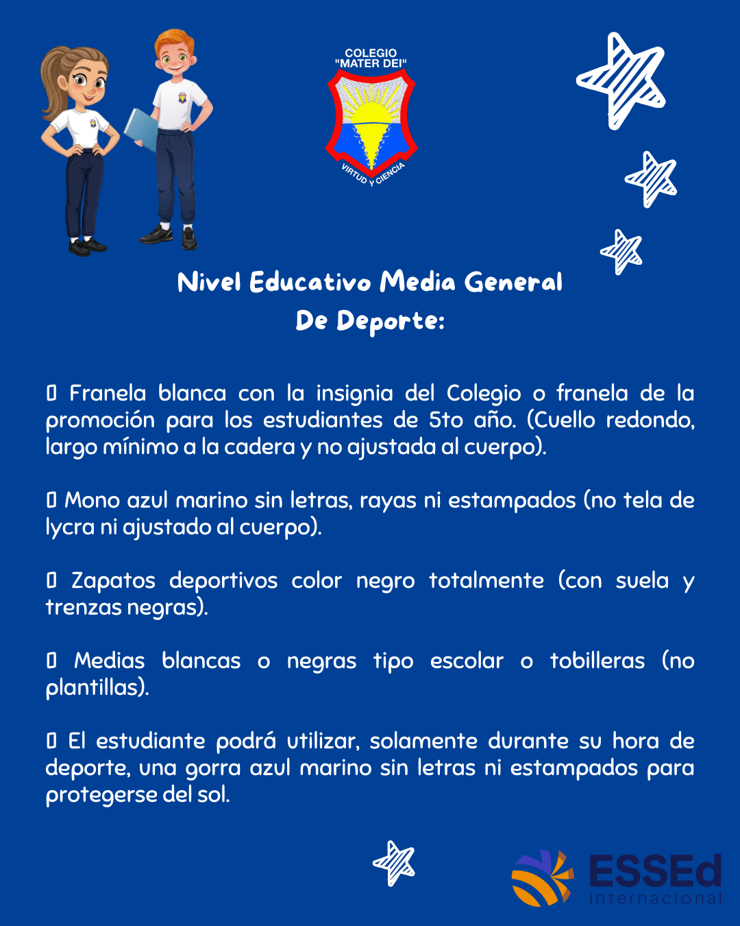 UNIFORME ESCOLAR reglamentario de Educación Media General (1ro a 5to año)