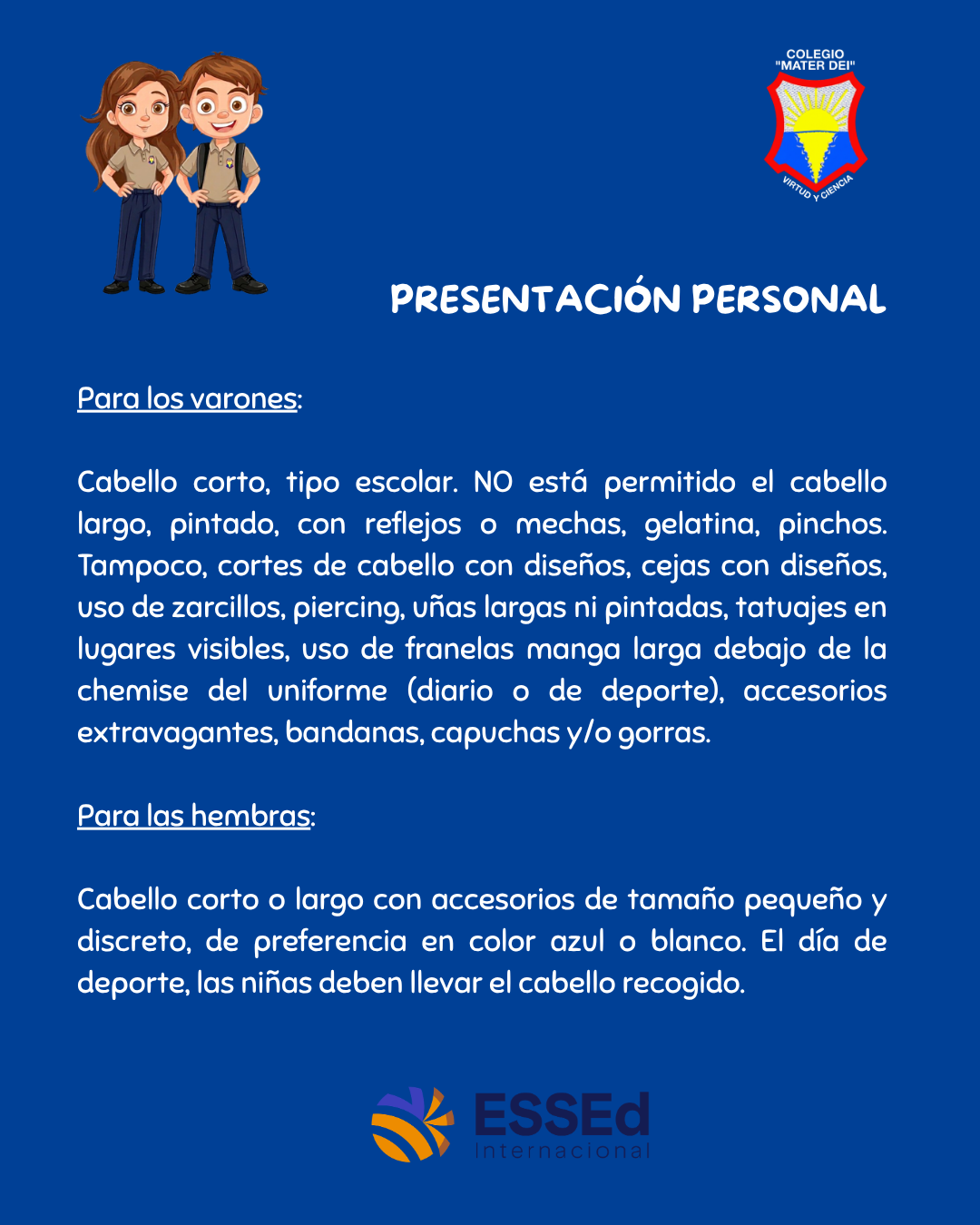 UNIFORME ESCOLAR reglamentario de Educación Media General (1ro a 5to año)