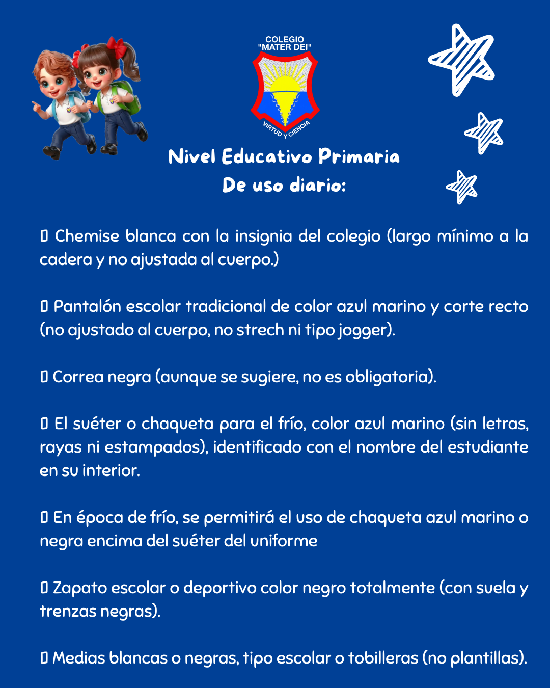 UNIFORME ESCOLAR reglamentario de Educación Primaria (1ro a 6to grado)